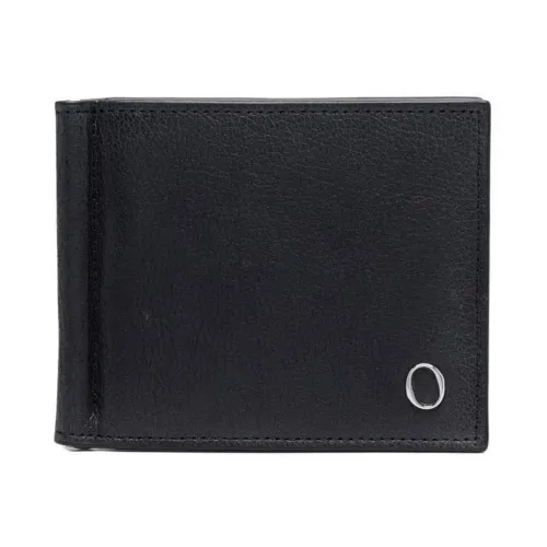 Orciani , Black Leather Bi-Fold Wallet with Logo Plaque ,Black female, Sizes: ONE SIZE