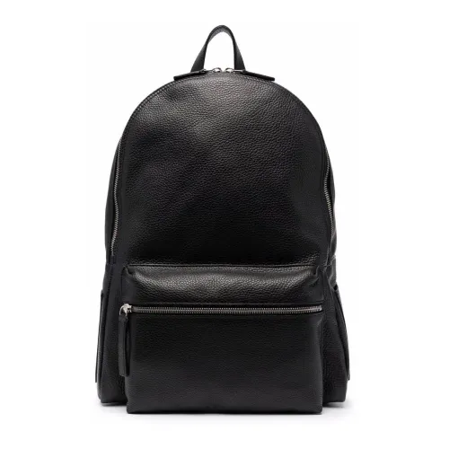 Orciani , Black Leather Micron Backpack ,Black male, Sizes: ONE SIZE