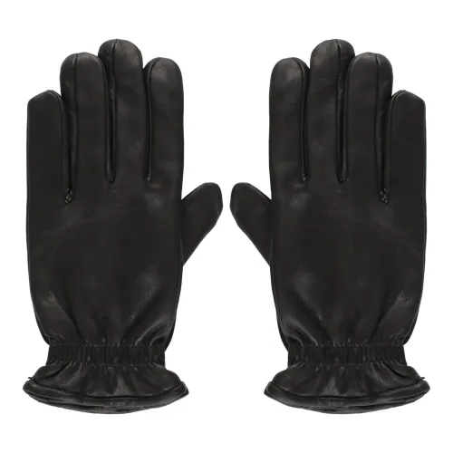 Orciani , Black Leather Wool and Cashmere Gloves for Men ,Black male, Sizes: