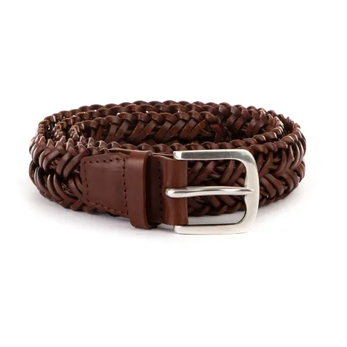 Orciani , Braided Leather Belt with Silver Buckle ,Brown female, Sizes: