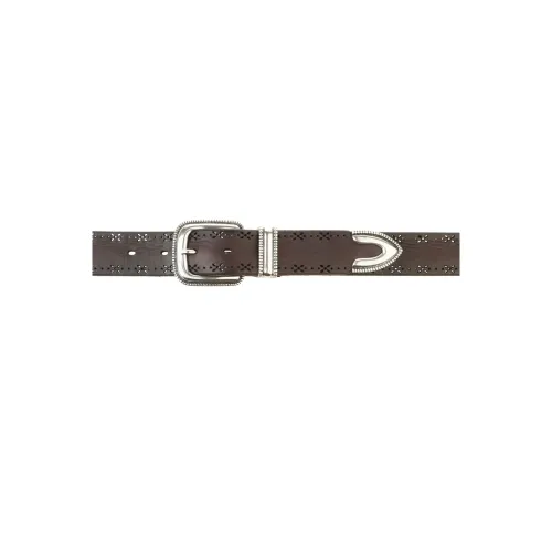 Orciani , Brown Perforated Leather Belt Sheffield Buckle ,Brown male, Sizes:
