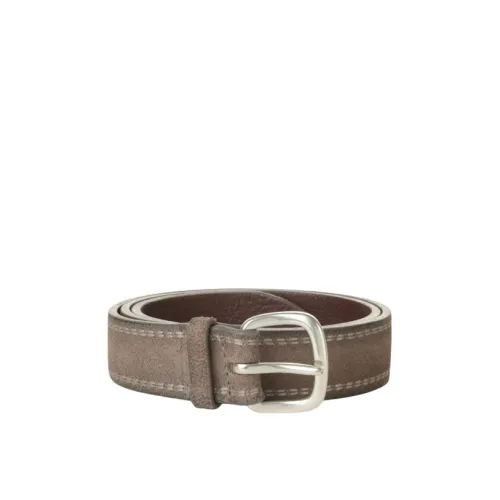 Orciani , Cloudy Suede Belt with Embroidery ,Brown male, Sizes: