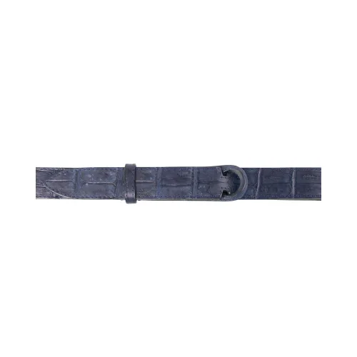 Orciani , Suede and Crocodile No Buckle Belt ,Blue male, Sizes: ONE