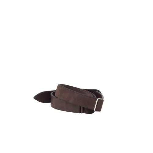 Orciani , Suede and Crocodile No Buckle Belt ,Brown male, Sizes: ONE