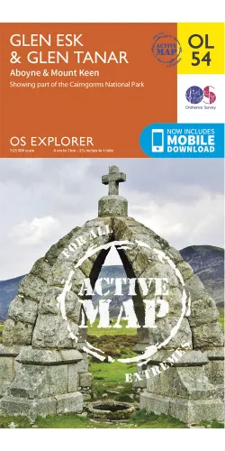 Ordnance Survey Glen Esk & Glen Tanar   OS Explorer Active OL54 Map