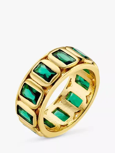 Orelia Crystal Baguette Ring, Gold/Green - Gold/Green - Female - Size: Medium/Large