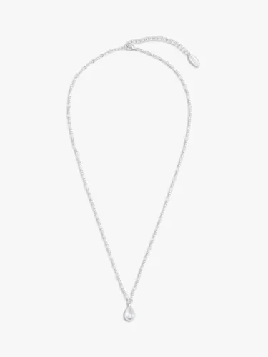 Orelia Dainty Peardrop Pearl Pendant Necklace - Silver - Female
