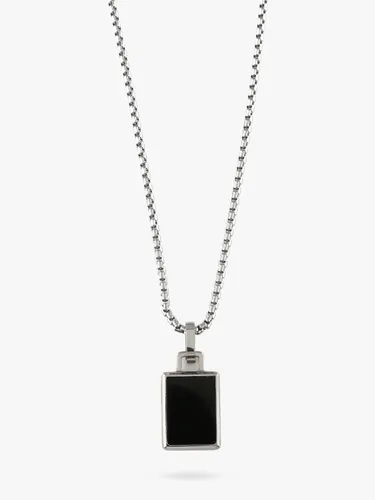 Orelia Oynx Tag Chain Necklace, Silver - Silver - Male