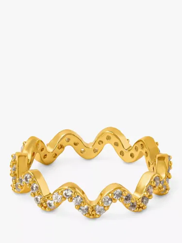Orelia Pave Wave Ring, Gold - Gold - Female - Size: Small/Medium