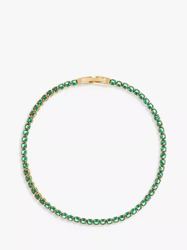 Orelia Swarovski Crystal Tennis Bracelet, Gold/Emerald - Gold - Female
