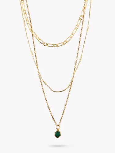 Orelia Swarovski Drop Emerald 3-Row Necklace, Pale Gold - Pale Gold - Female
