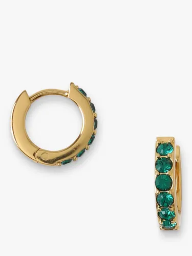 Orelia Swarovski Emerald Pave Huggie Hoop Earrings - Pale Gold - Female
