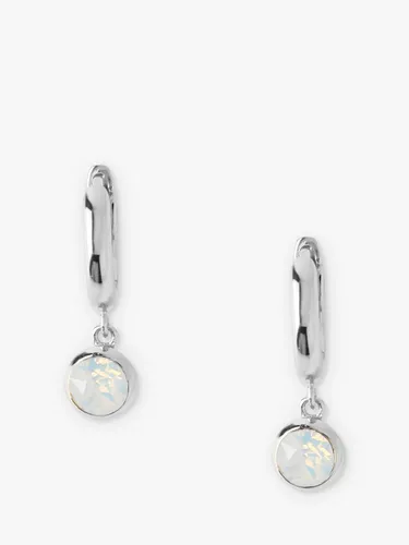 Orelia Swarovski Opal Drop Huggie Hoop Earrings - Silver - Female