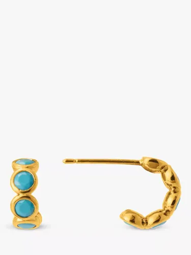 Orelia Turquoise Huggie Hoop Earrings, Gold - Gold - Female