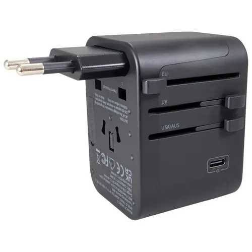 Origin Outdoors - Universal Steckeradapter Weltenbummler - Plug adapter size 5,5 x 7,4 x 5,3 cm, black