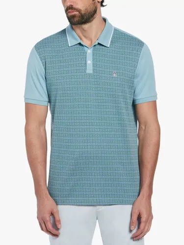 Original Penguin Basket Weave Jacquard Front Polo Shirt - Blue/Green - Male