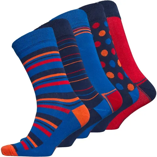 Original Penguin Mens Five Pack Dress Socks Spots/Stripes/Navy/Multi