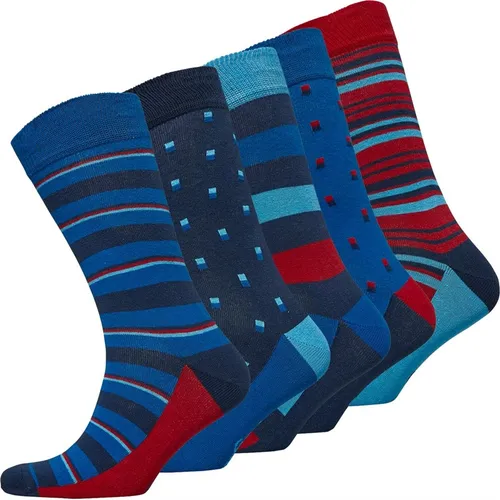 Original Penguin Mens Five Pack Dress Socks Stripes/Geo/Blue/Navy/Red