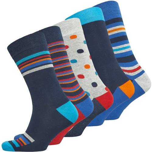 Original Penguin Mens Five Pack Socks Stripes/Spot/Navy/Multi