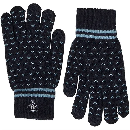 Original Penguin Mens Gleason Birdseye Knit Gloves Dark Sapphire