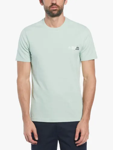 Original Penguin Short Sleeve Spliced Logo T-Shirt - Green - Male