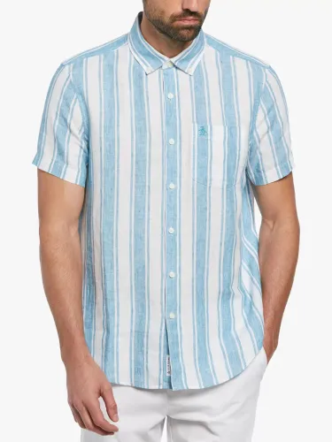 Original Penguin Vertical Stripe Linen Shirt - Blue Moon - Male