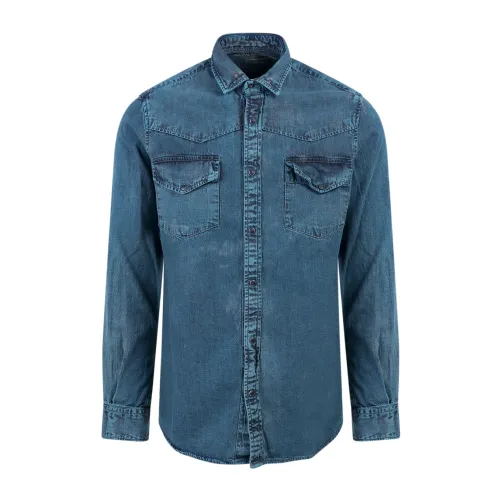 Original Vintage , Mens Clothing Shirts Blue Ss22 ,Blue male, Sizes: