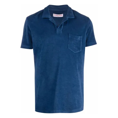 Orlebar Brown , Towelling polo shirt ,Blue male, Sizes: