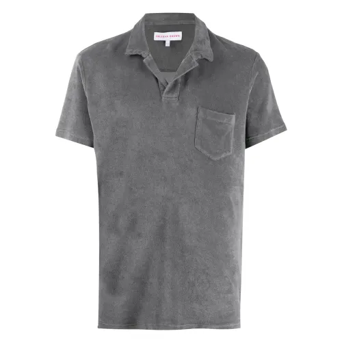 Orlebar Brown , Towelling polo shirt ,Gray male, Sizes: