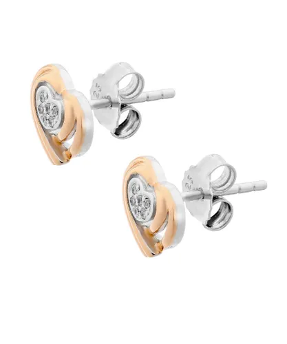 Orphelia 'Anni' WoMens 925 Sterling Silver Stud Earrings - Silver/Rose zo-7368 RG - Silver & Rose Gold - One Size