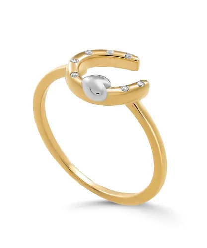 Orphelia 'Aurora' WoMens 925 Sterling Silver Ring - Silver/Gold ZR-7525/G - Silver & Gold - Size L