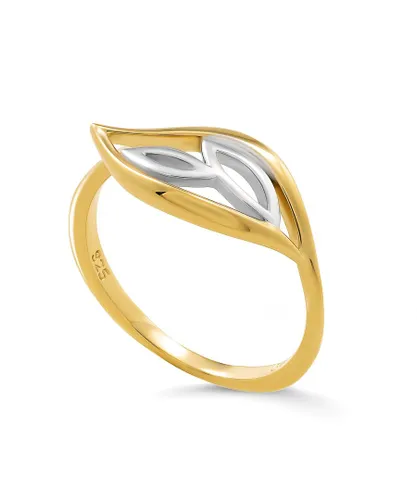 Orphelia 'Charlotte' WoMens 925 Sterling Silver Ring - Silver/Gold ZR-7523/G - Silver & Gold - Size R 1/2