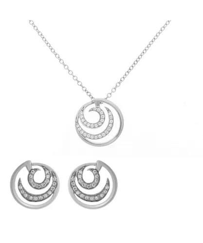 Orphelia 'Elaine' WoMens 925 Sterling Silver Set: Chain-Pendant + Earrings - SET-7084 - One Size