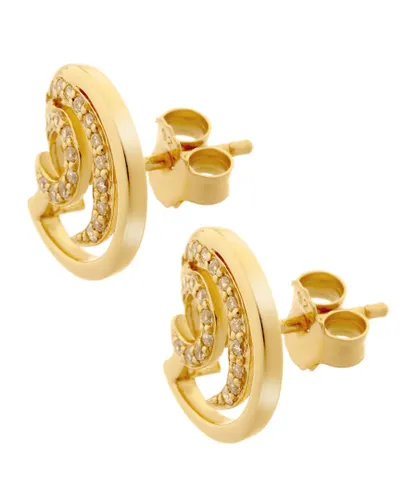 Orphelia 'Elaine' WoMens 925 Sterling Silver Stud Earrings - Gold ZO-7084/2 - One Size
