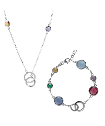 Orphelia 'Eloise' WoMens 925 Sterling Silver Set: Bracelet + Necklace - SET-7409 - One Size