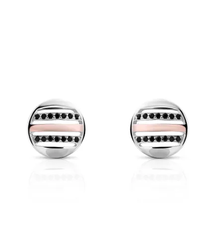 Orphelia 'Maxwell' WoMens 925 Sterling Silver Stud Earrings - Silver/Rose ZO-7501 - Silver & Rose Gold - One Size