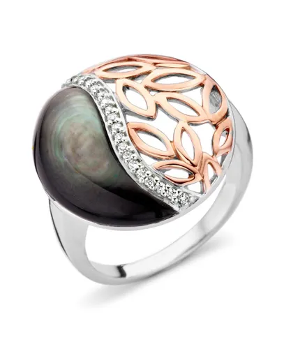 Orphelia WoMens 925 Sterling Silver Ring - Silver/Rose ZR-7112 - Silver & Rose Gold - Size N
