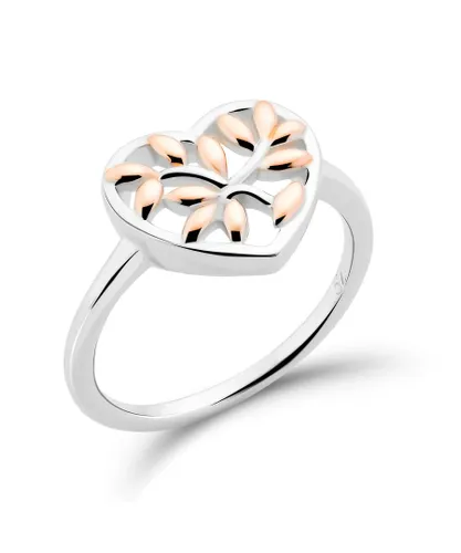 Orphelia WoMens 925 Sterling Silver Ring - Silver/Rose ZR-7474 - Silver & Rose Gold - Size O 1/2