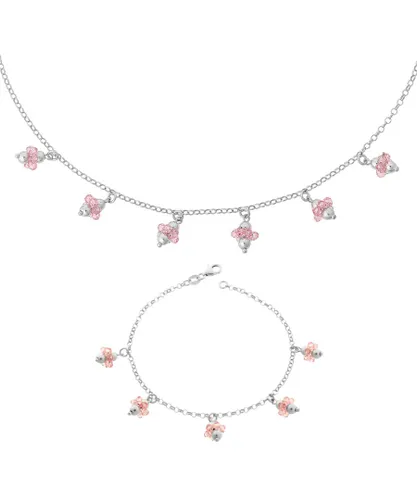 Orphelia WoMens 925 Sterling Silver Set: Bracelet + Necklace - SET-2559 - One Size