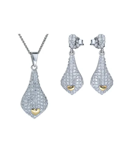 Orphelia WoMens 925 Sterling Silver Set: Chain-Pendant + Earrings - SET-5220 - One Size