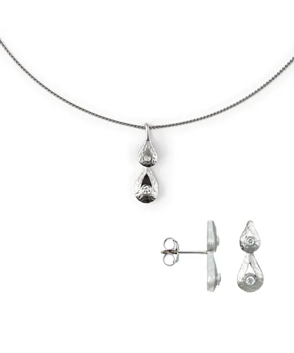 Orphelia WoMens 925 Sterling Silver Set: Chain-Pendant + Earrings - SET-5253 - One Size