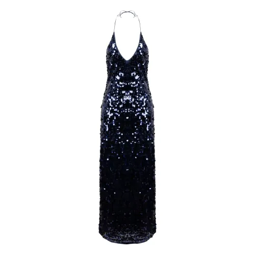 Oseree , Night Sequins Long Dress ,Blue female, Sizes: