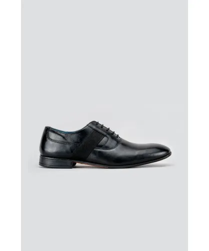 Oswin Hyde Mens Dexter Black Leather Oxford Shoes