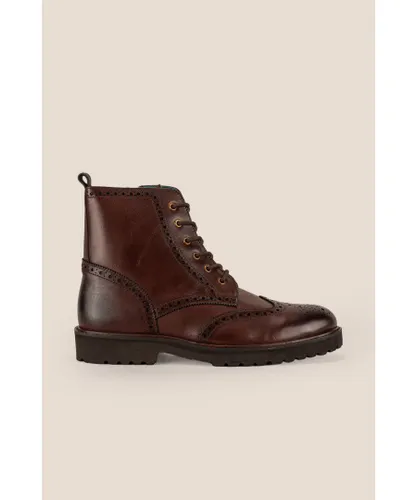Oswin Hyde Mens Graham Brown Leather Lace-up Brogue Boots