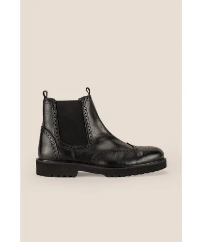 Oswin Hyde Mens Grant Black Leather Brogue Chelsea Boots