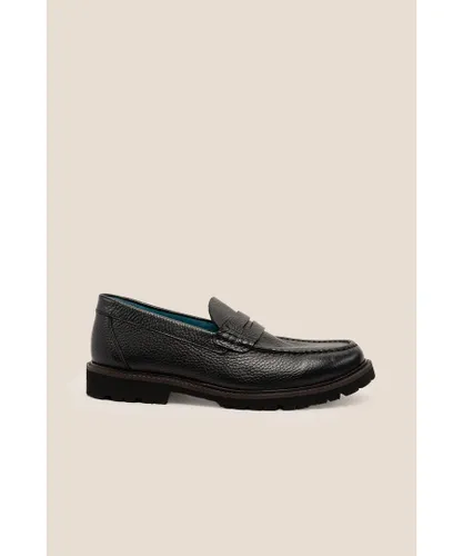 Oswin Hyde Mens Theo Classic Leather Penny Loafer - Black