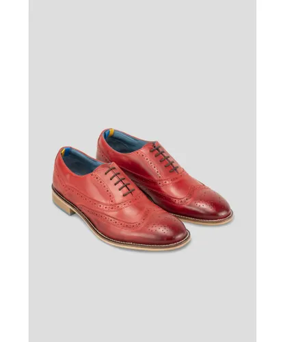 Oswin Hyde Mens Winston Cherry Brogue Oxford Leather Shoes