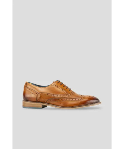 Oswin Hyde Mens Winston Tan Brogue Oxford Leather Shoes