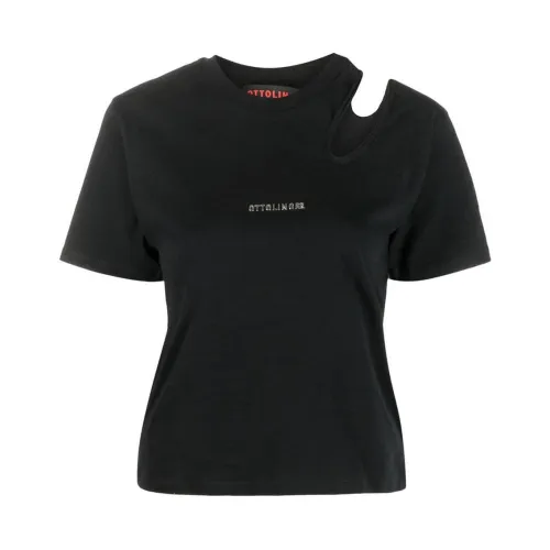 Ottolinger , Black Cotton T-shirt with Cut-out Detail ,Black female, Sizes: