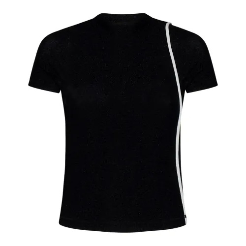 Ottolinger , Black Ribbed T-shirts and Polos ,Black female, Sizes: